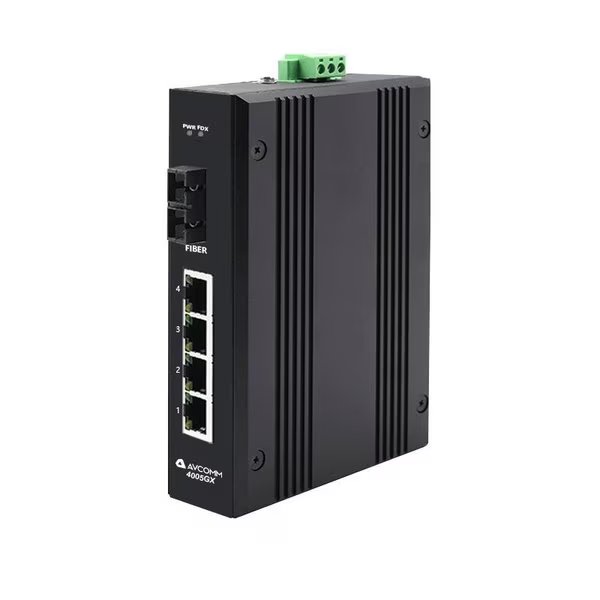 5-Port Industrial Unmanaged Ethernet Switch, Avcomm, Mfr#: 4005GXE-SC-15-AC